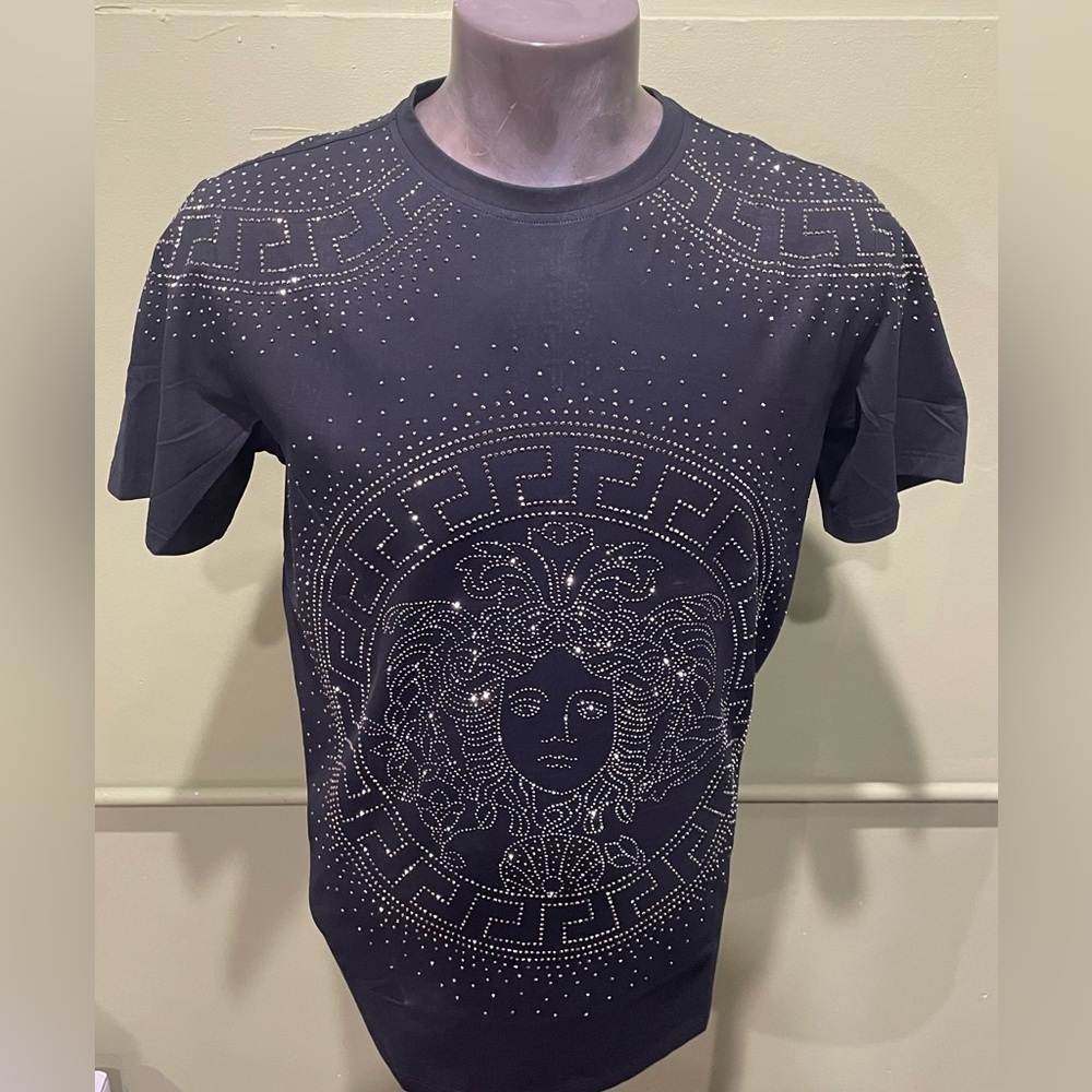 Barabas tee shirt crewneck black rhinestone modern fit s/s